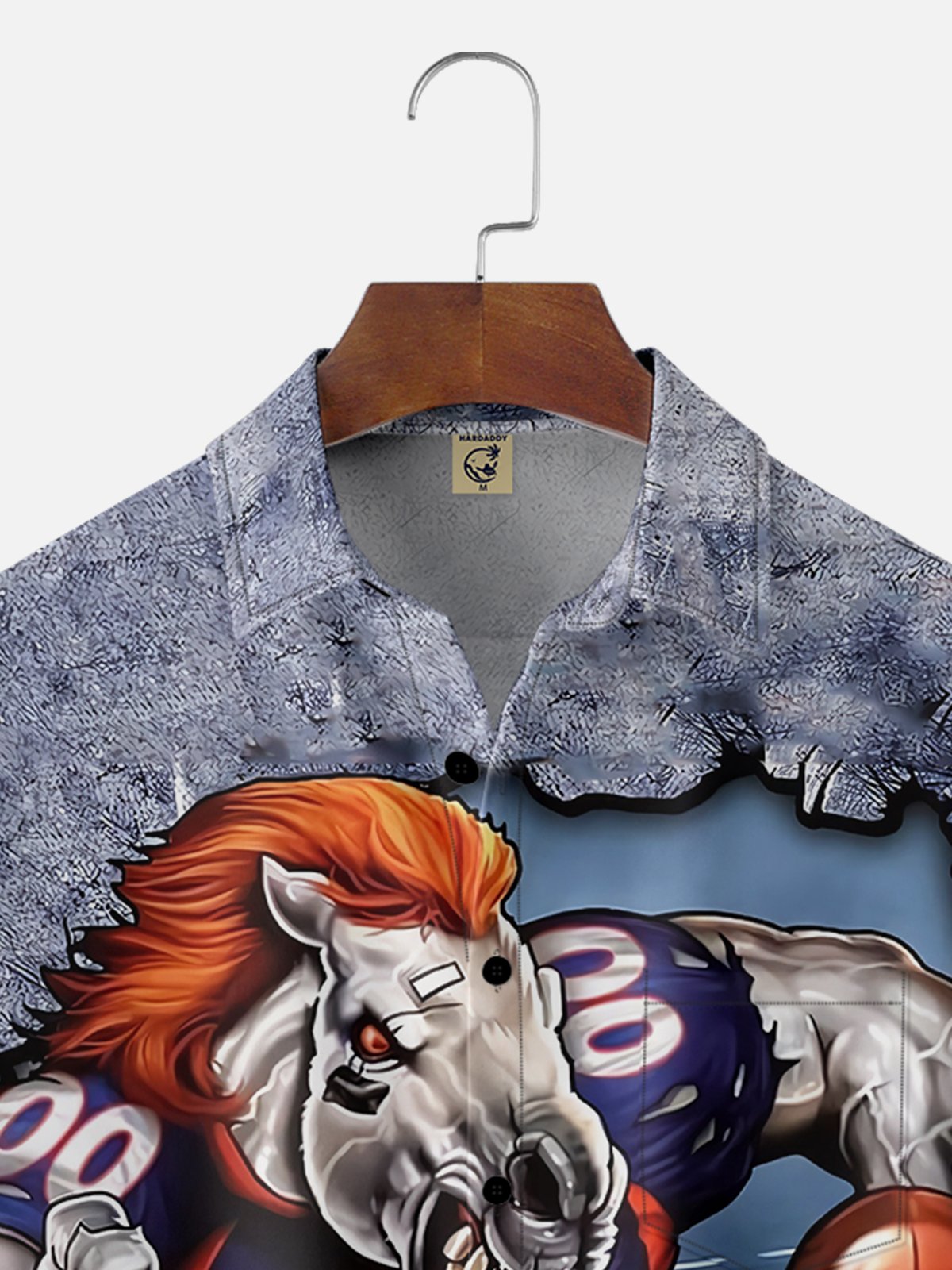 Moisture-wicking American Football Broncos Blue Chest Pocket Casual Shirt