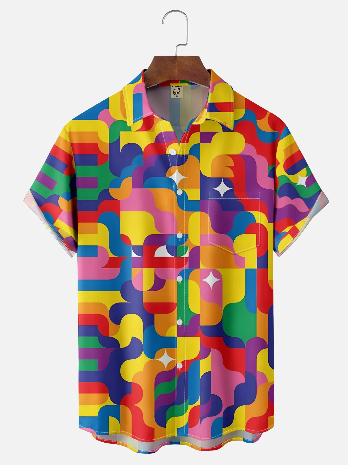 Moisture wicking Geometric abstract color blocking Chest pocket Casual Shirt