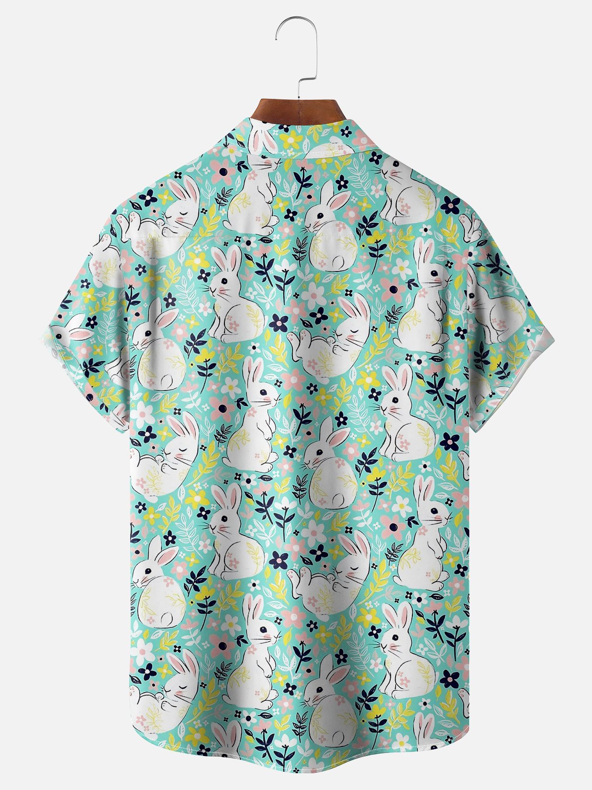 Moisture-wicking Easter Bunny Rabbit Chest Pocket Casual Shirt