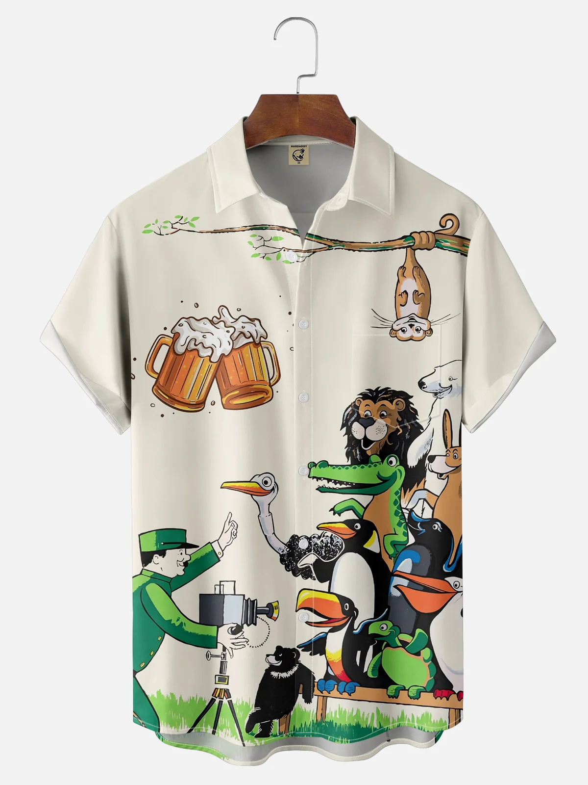 Moisture-wicking Animals Beer Chest Pocket Hawaiian Shirt