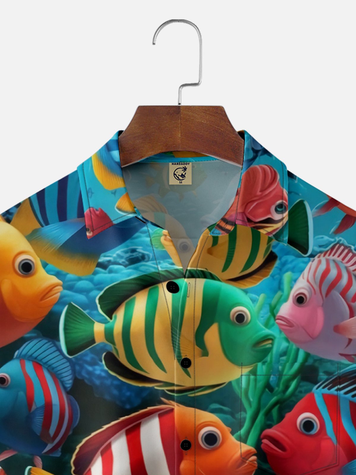 Moisture-wicking Fishes Chest Pocket Hawaiian Shirt