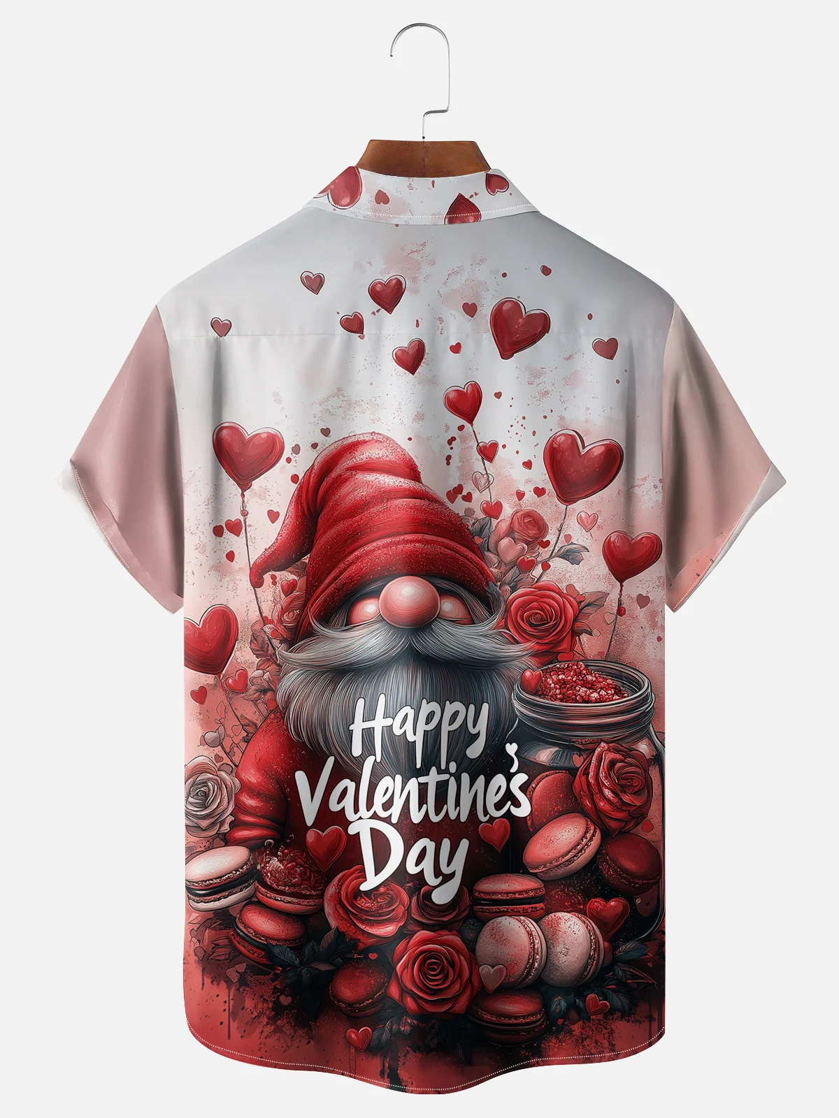 Moisture-wicking Saint Valentine‘s Day Heart Gnome Chest Pocket Casual Shirt