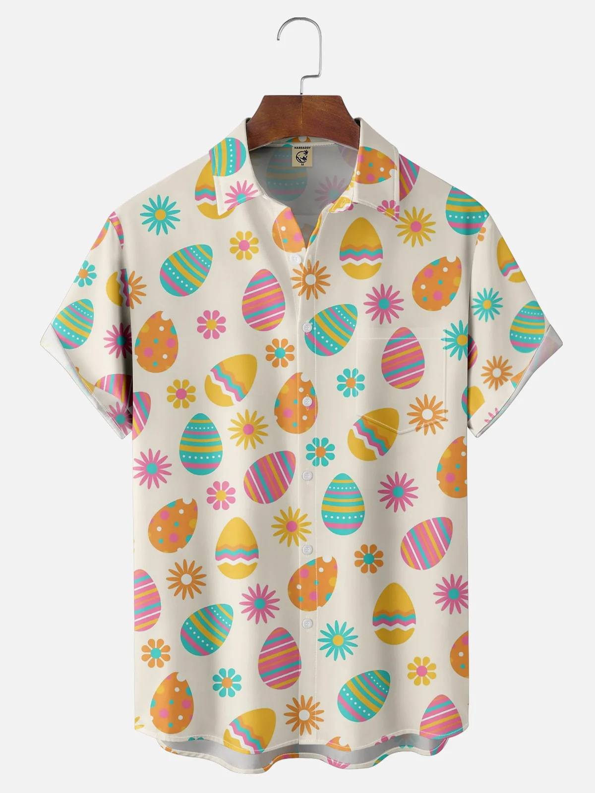 Moisture-wicking Easter Eggs Chest Pocket Casual Shirt