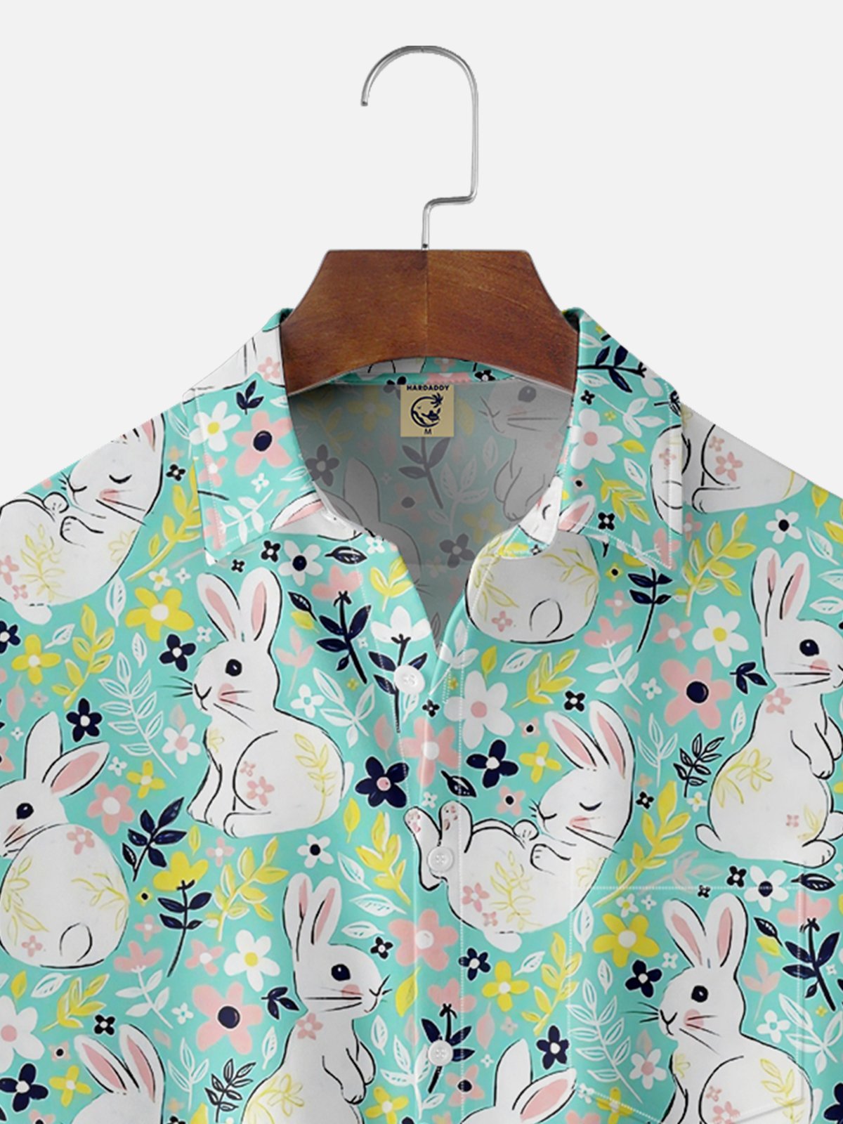 Moisture-wicking Easter Bunny Rabbit Chest Pocket Casual Shirt