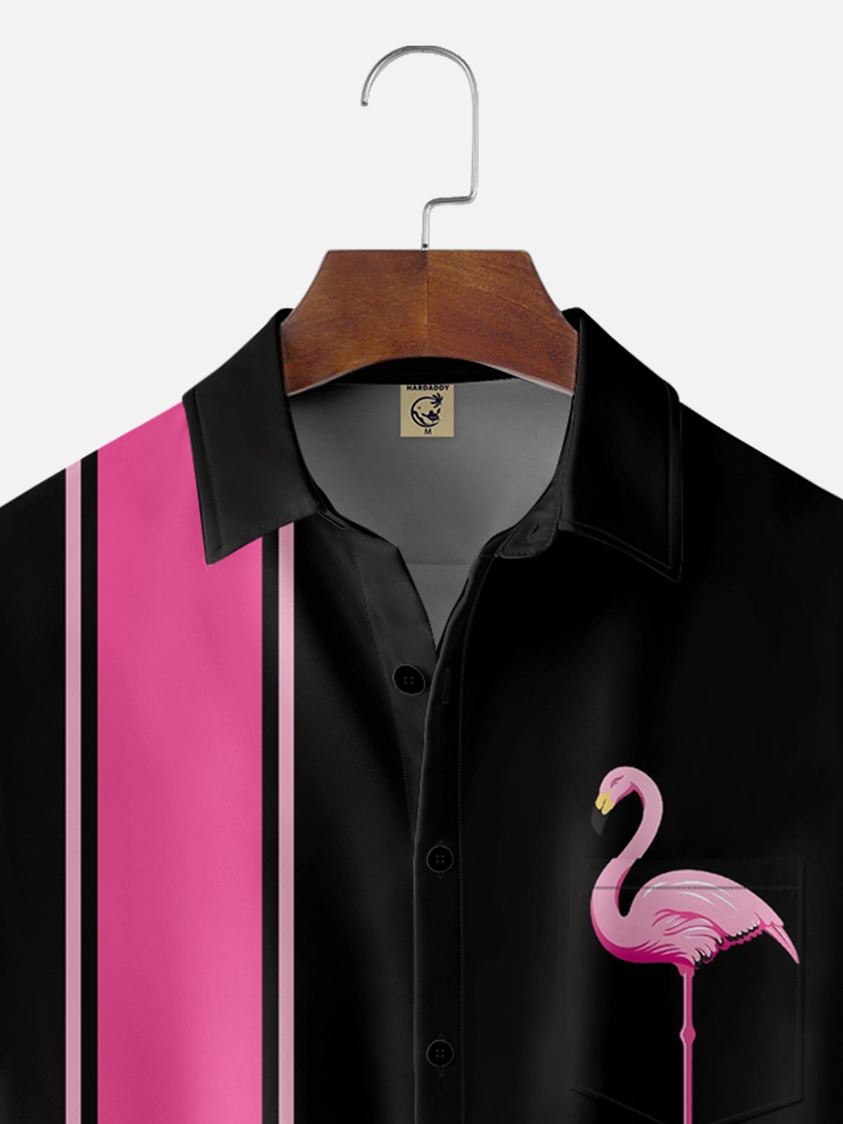 Moisture-wicking Breathable Flamingo Chest Pocket Bowling Shirt