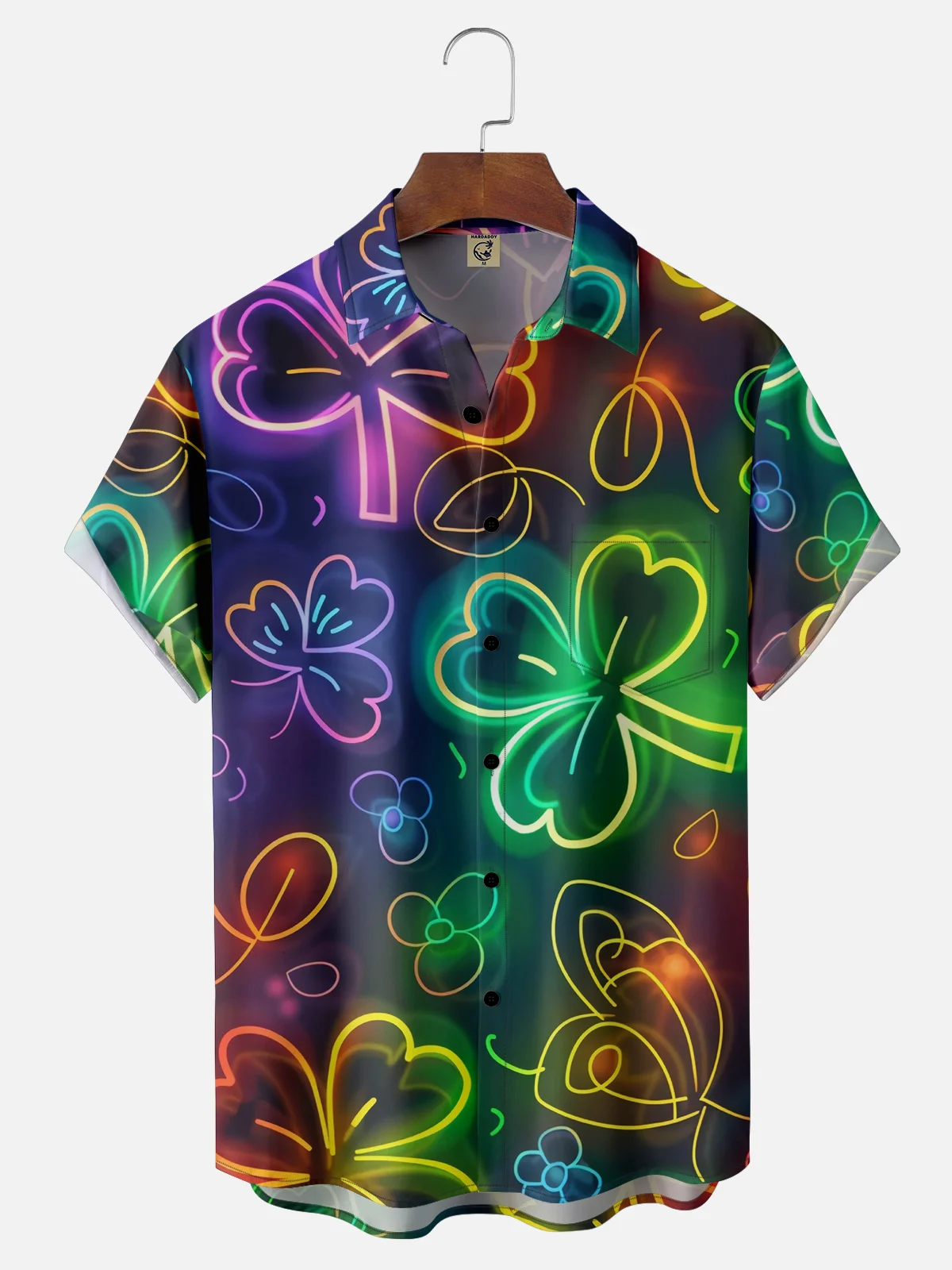 Moisture-wicking St Patricks Day Shamrock Chest Pocket Casual Shirt