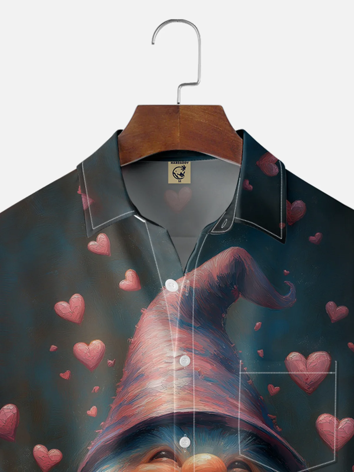 Moisture-wicking Saint Valentine‘s Day Heart Gnome Chest Pocket Casual Shirt