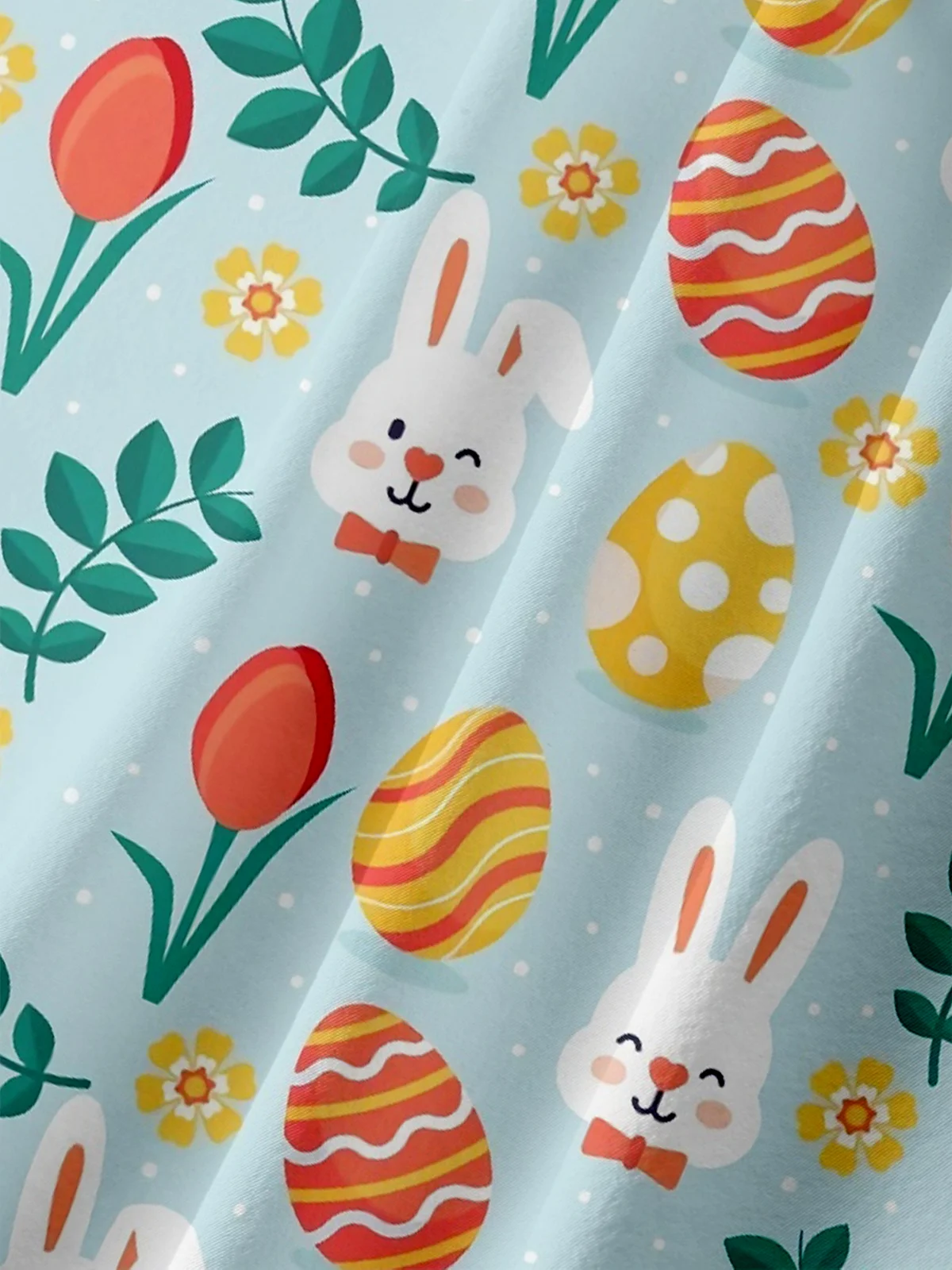 Moisture-wicking Easter Bunny Rabbits Eggs Chest Pocket Casual Shirt