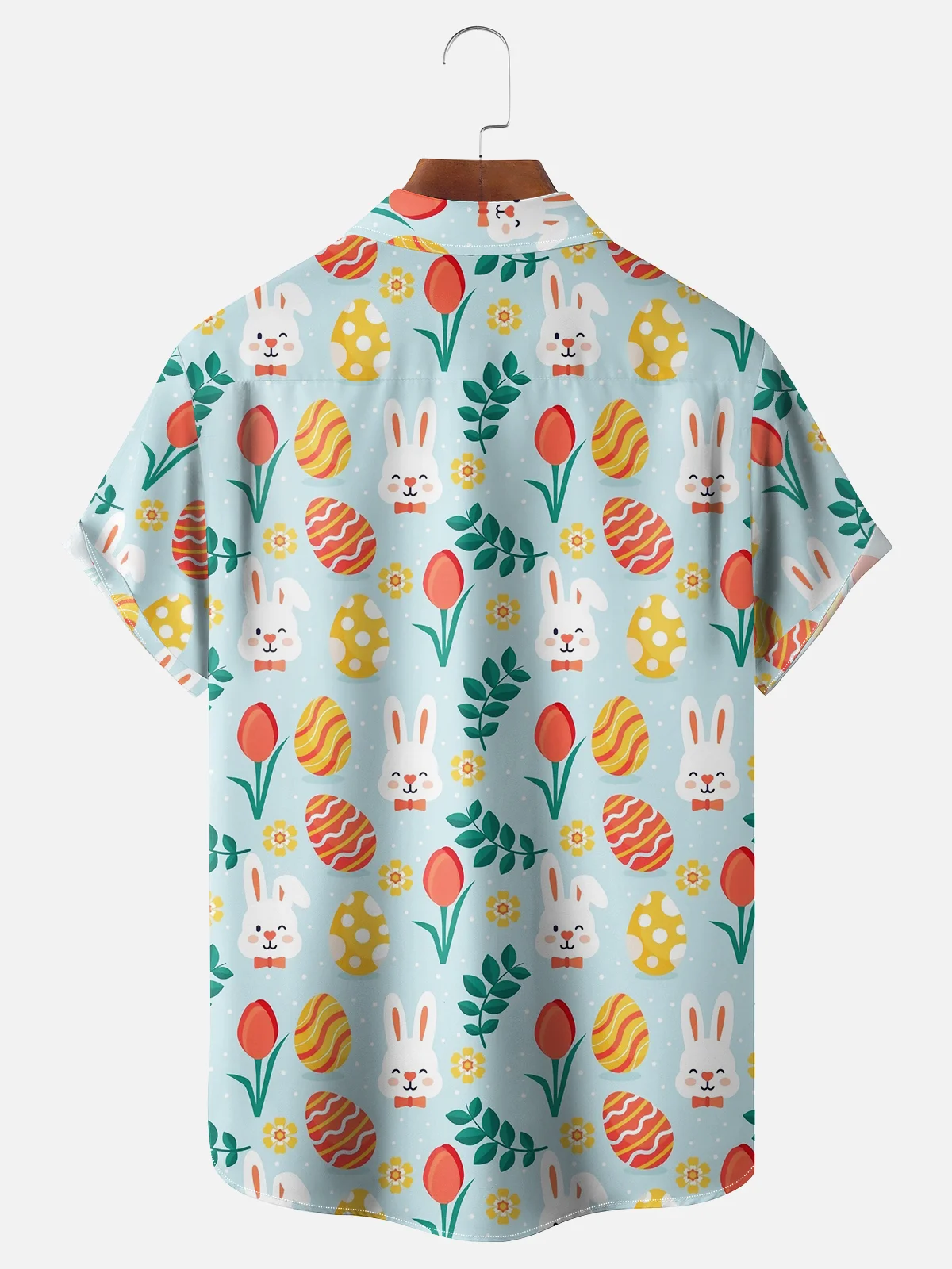 Moisture-wicking Easter Bunny Rabbits Eggs Chest Pocket Casual Shirt