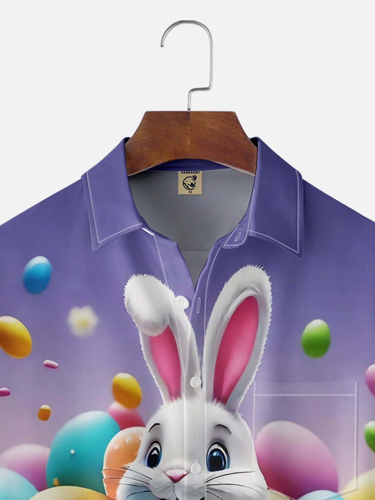 Moisture-wicking Easter Bunny Rabbit Eggs Chest Pocket Hawaiian Shirt