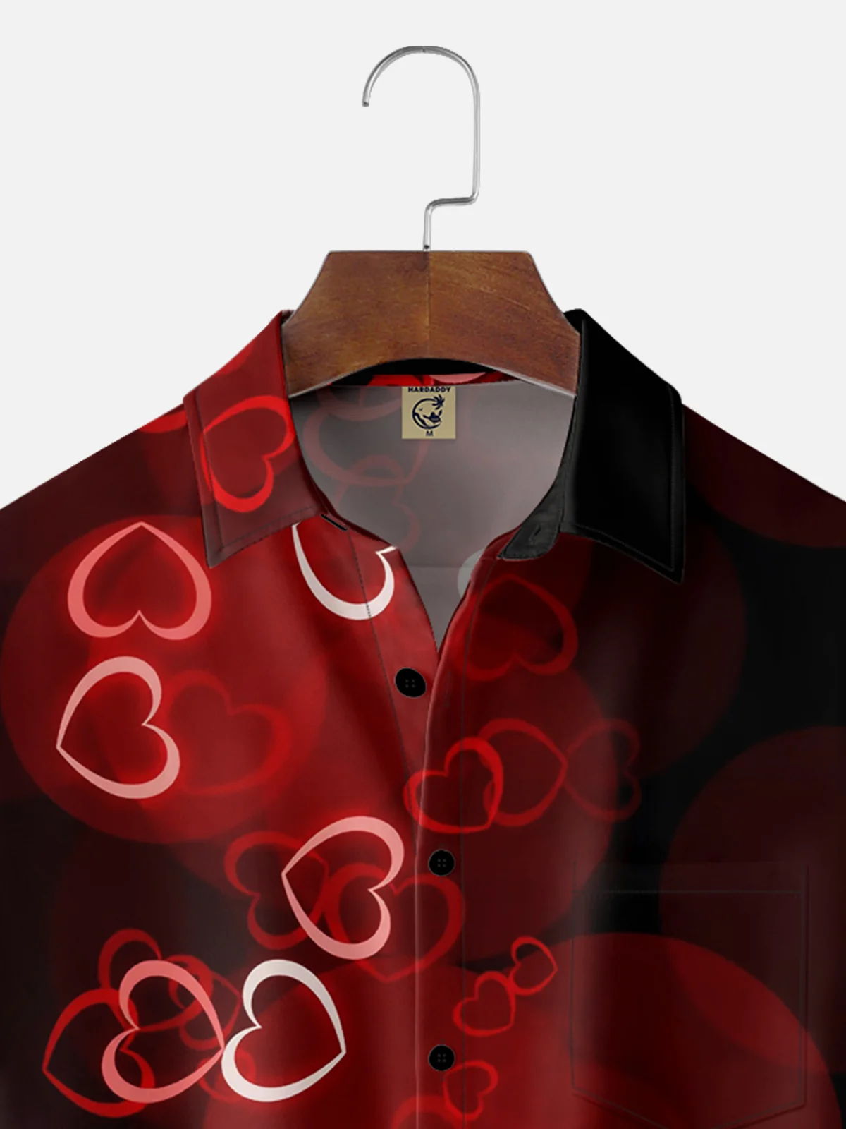 Moisture-wicking Saint Valentine‘s Day Heart Chest Pocket Casual Shirt