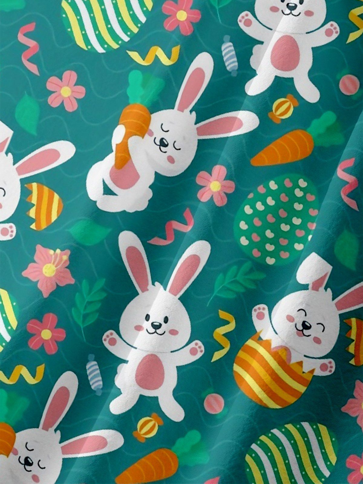 Moisture-wicking Easter Bunny Rabbit Eggs Chest Pocket Casual Shirt