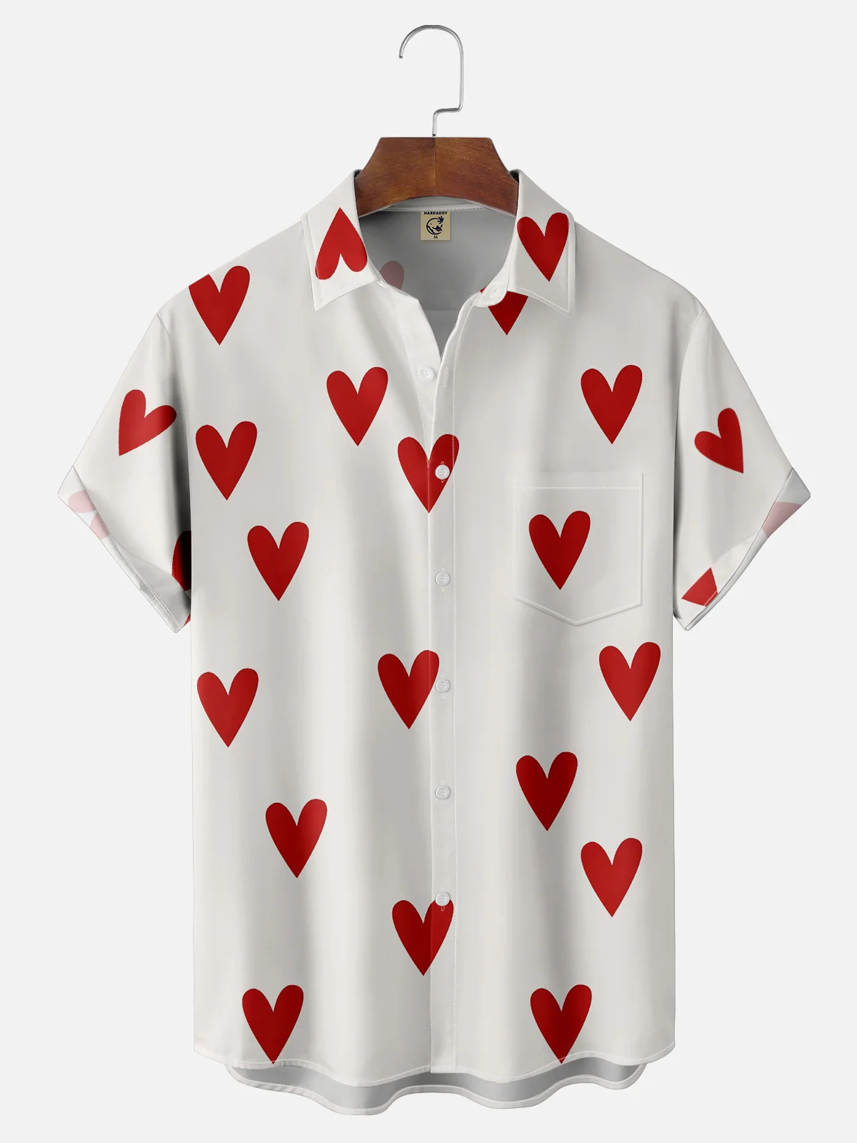 Moisture-wicking Saint Valentine‘s Day Heart Chest Pocket Casual Shirt