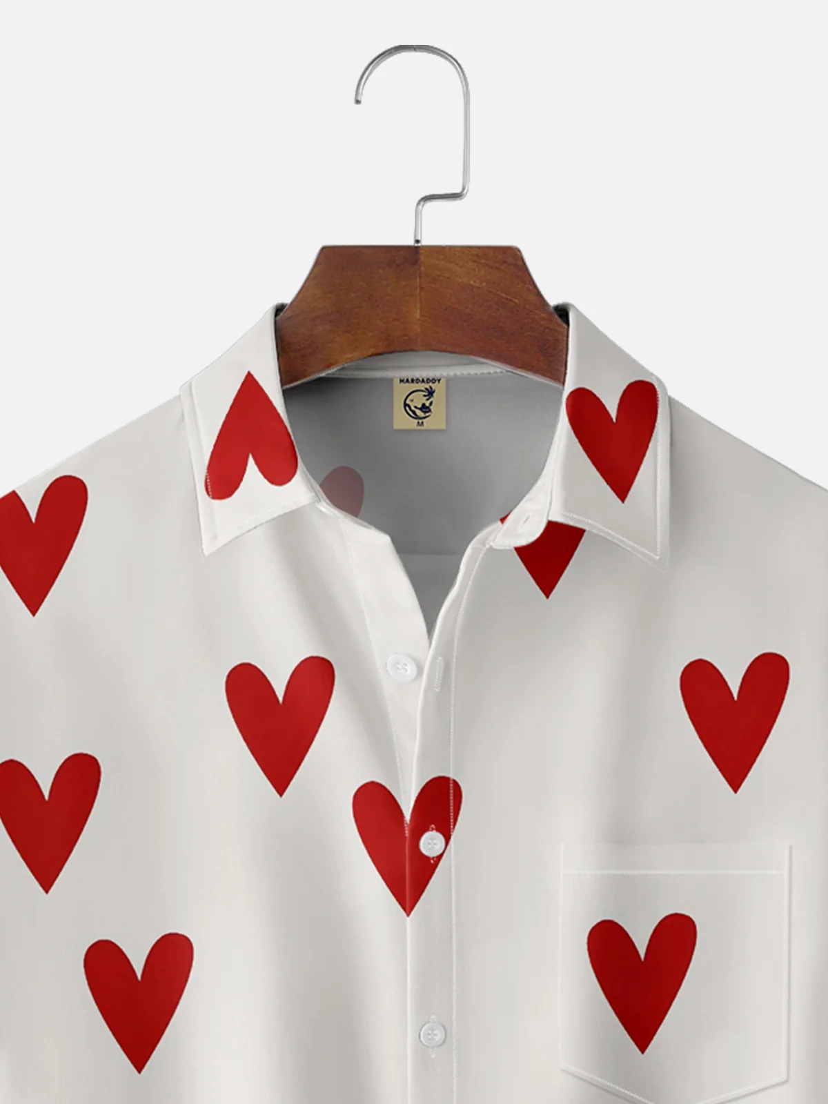 Moisture-wicking Saint Valentine‘s Day Heart Chest Pocket Casual Shirt