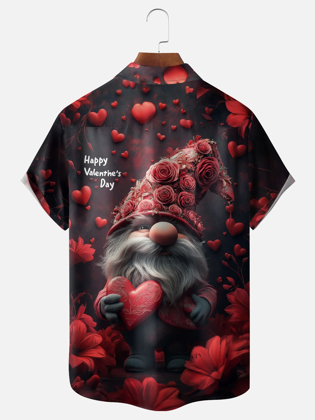 Moisture-wicking Saint Valentine‘s Day Heart Gnome Chest Pocket Casual Shirt