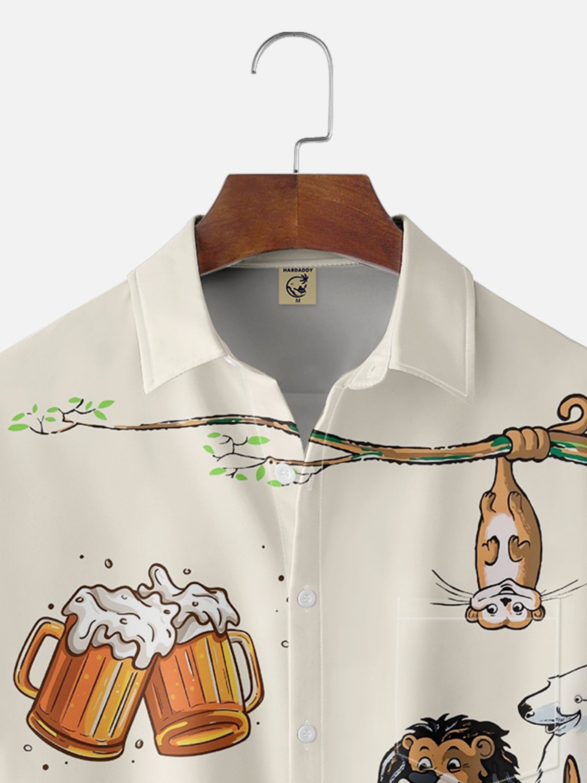 Moisture-wicking Animals Beer Chest Pocket Hawaiian Shirt