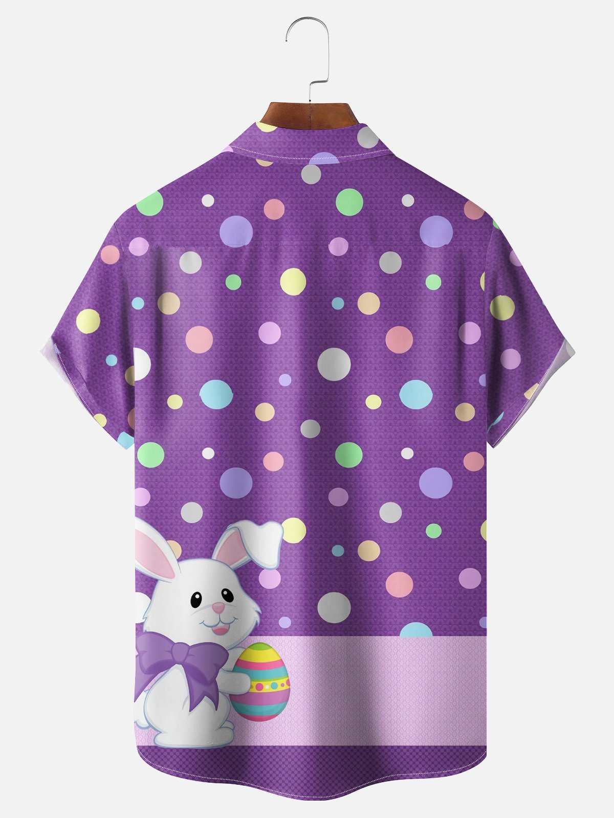 Moisture-wicking Easter Bunny Rabbit Eggs Chest Pocket Casual Shirt