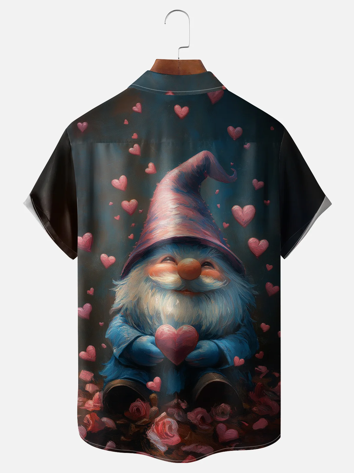 Moisture-wicking Saint Valentine‘s Day Heart Gnome Chest Pocket Casual Shirt