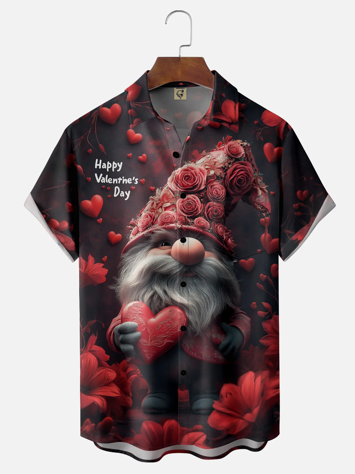 Moisture-wicking Saint Valentine‘s Day Heart Gnome Chest Pocket Casual Shirt