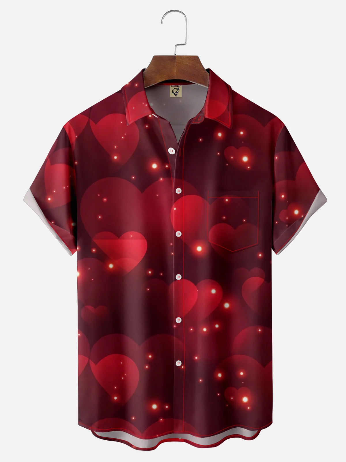 Moisture-wicking Saint Valentine‘s Day Heart Chest Pocket Casual Shirt