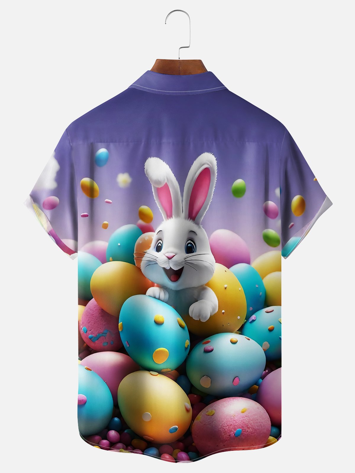 Moisture-wicking Easter Bunny Rabbit Eggs Chest Pocket Hawaiian Shirt