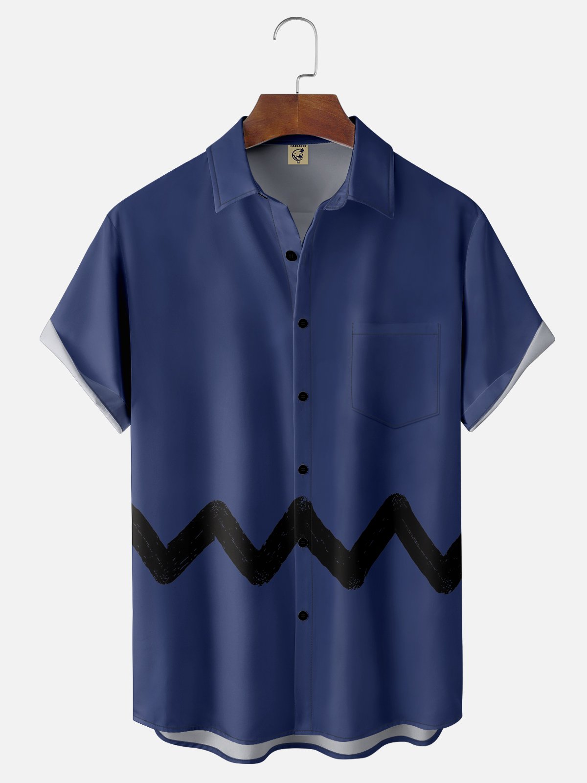 Hardaddy Cartoon Chest Pocket Short Sleeves Casual Shirt
