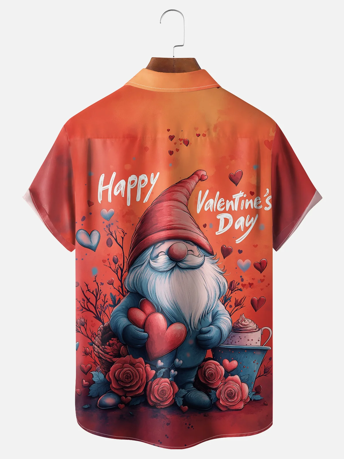 Moisture-wicking Saint Valentine‘s Day Gnome Heart Chest Pocket Casual Shirt