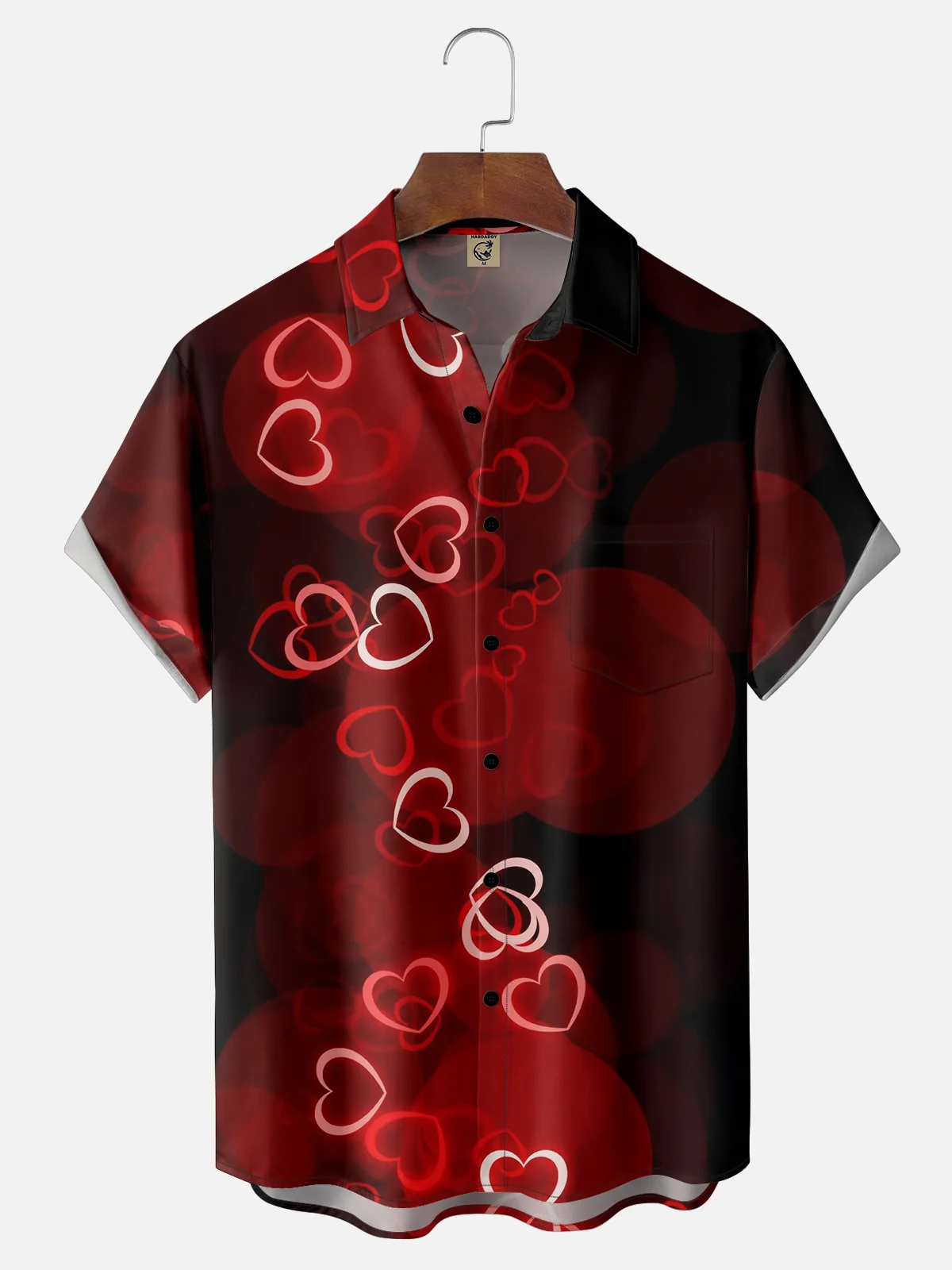 Moisture-wicking Saint Valentine‘s Day Heart Chest Pocket Casual Shirt