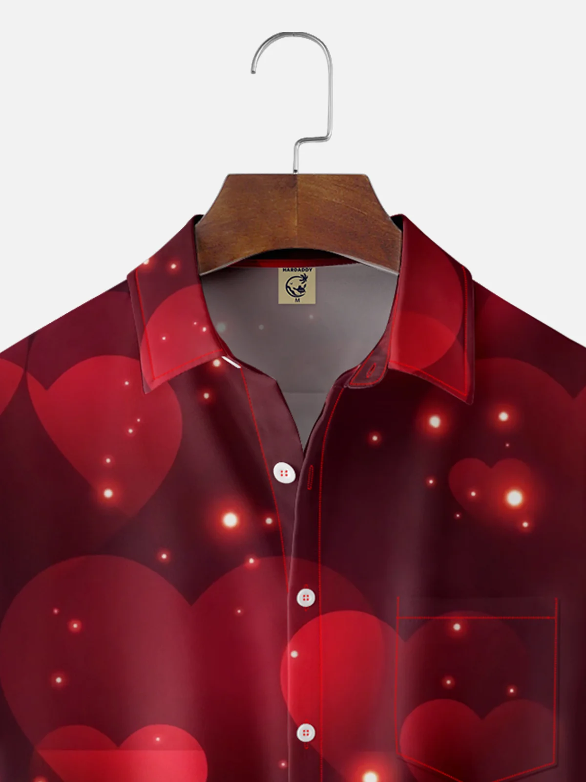 Moisture-wicking Saint Valentine‘s Day Heart Chest Pocket Casual Shirt