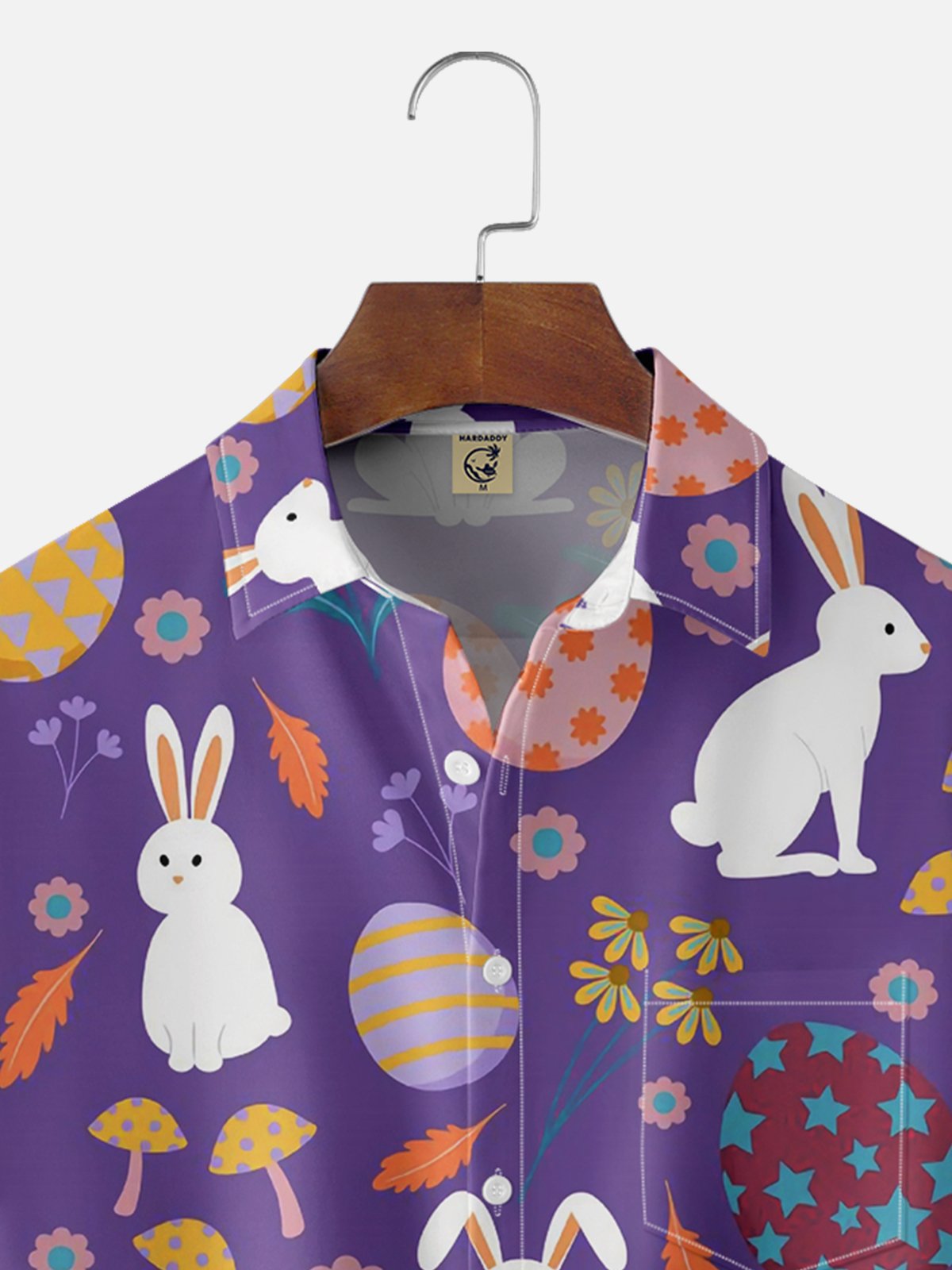 Moisture-wicking Easter Bunny Rabbit Eggs Chest Pocket Casual Shirt