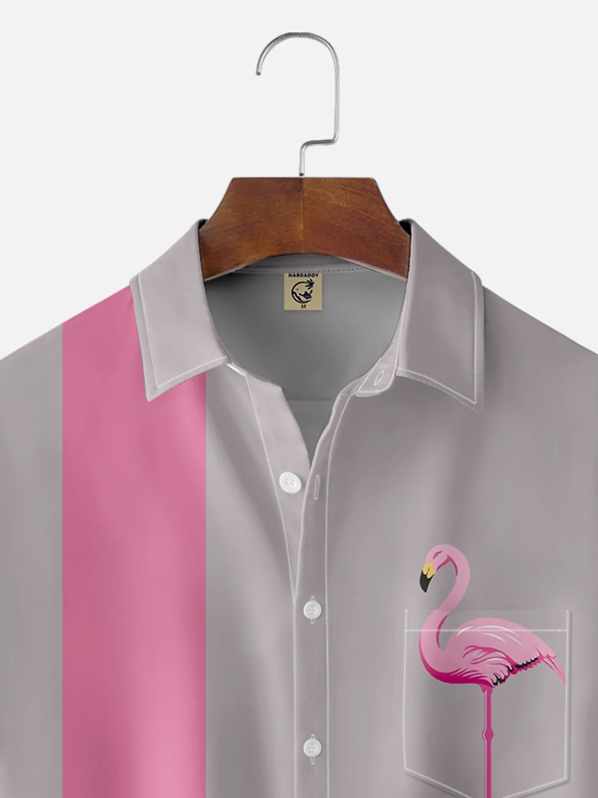 Moisture-wicking Breathable Flamingo Chest Pocket Bowling Shirt