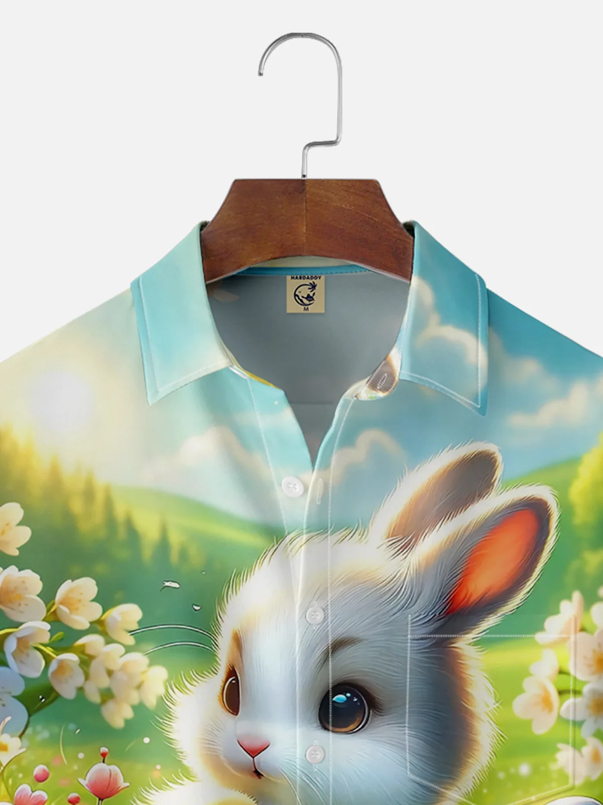 Moisture-wicking Easter Bunny Rabbit Eggs Chest Pocket Casual Shirt