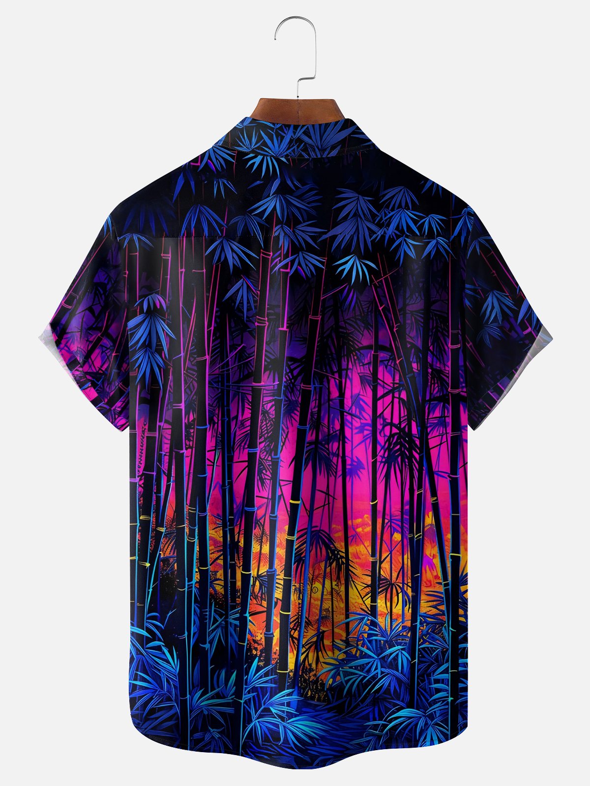 Moisture Wicking Plants Gradient Bamboo Forest Chest Pocket Casual Shirt