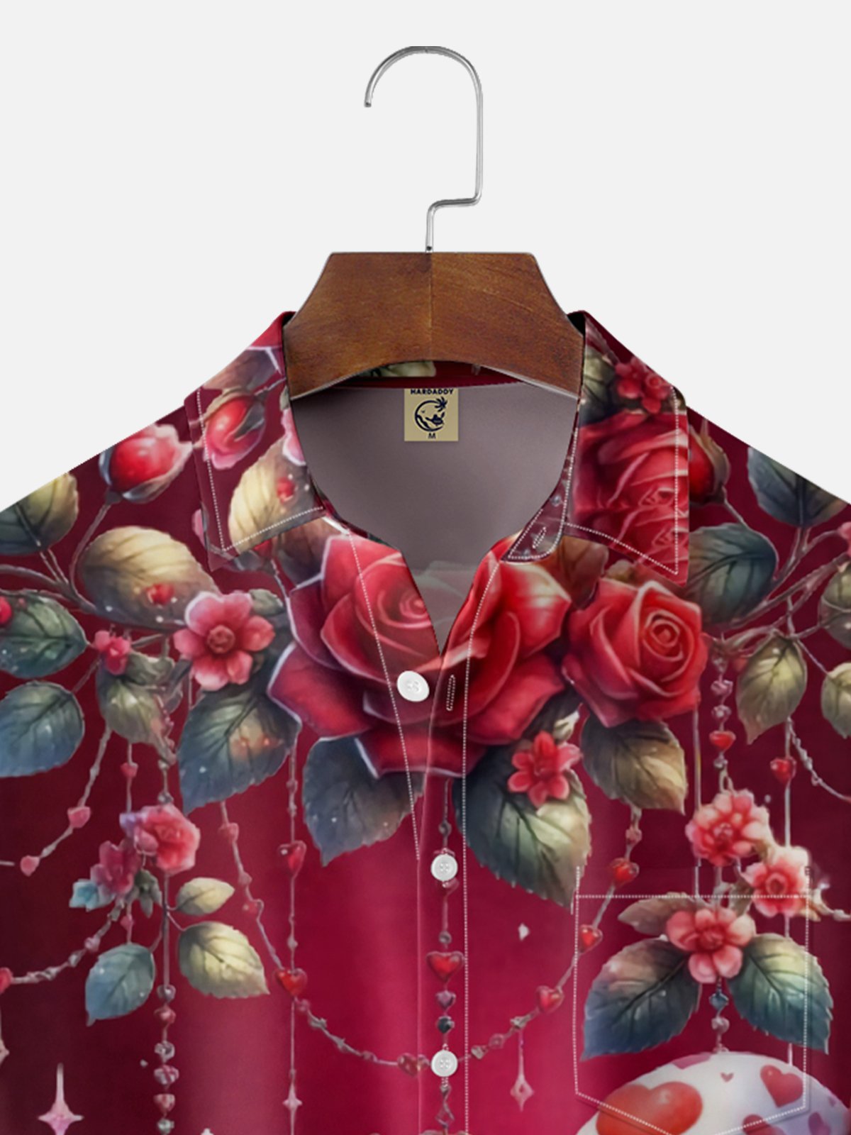 Moisture Wicking Valentine's Day Heart Gnome Chest Pocket Hawaiian Shirt