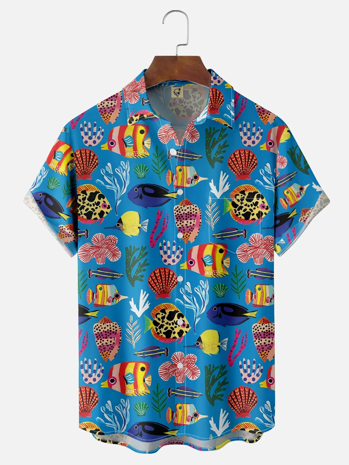 Moisture Wicking Ocean World Fish Chest Pocket Casual Shirt