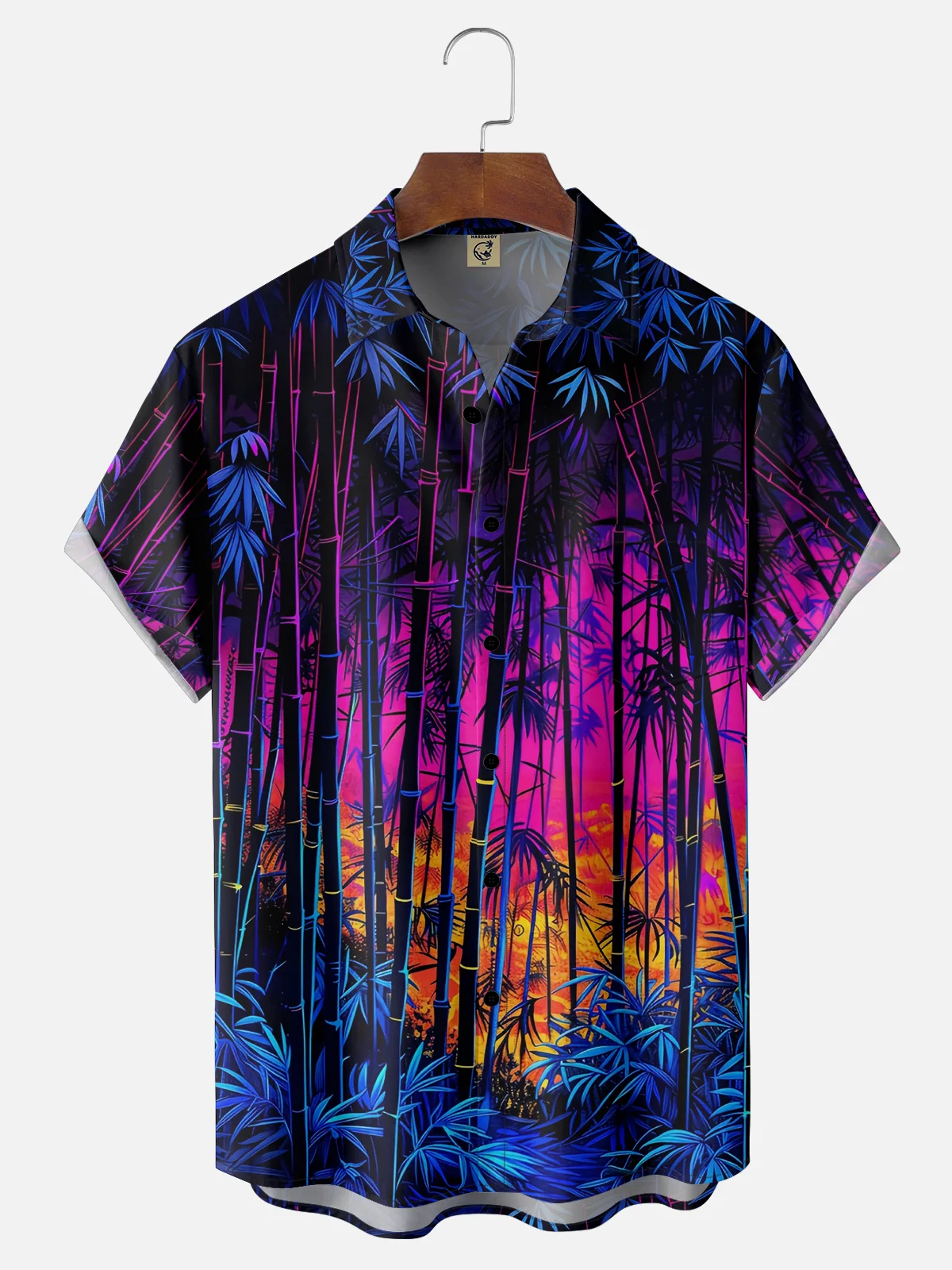 Moisture Wicking Plants Gradient Bamboo Forest Chest Pocket Casual Shirt