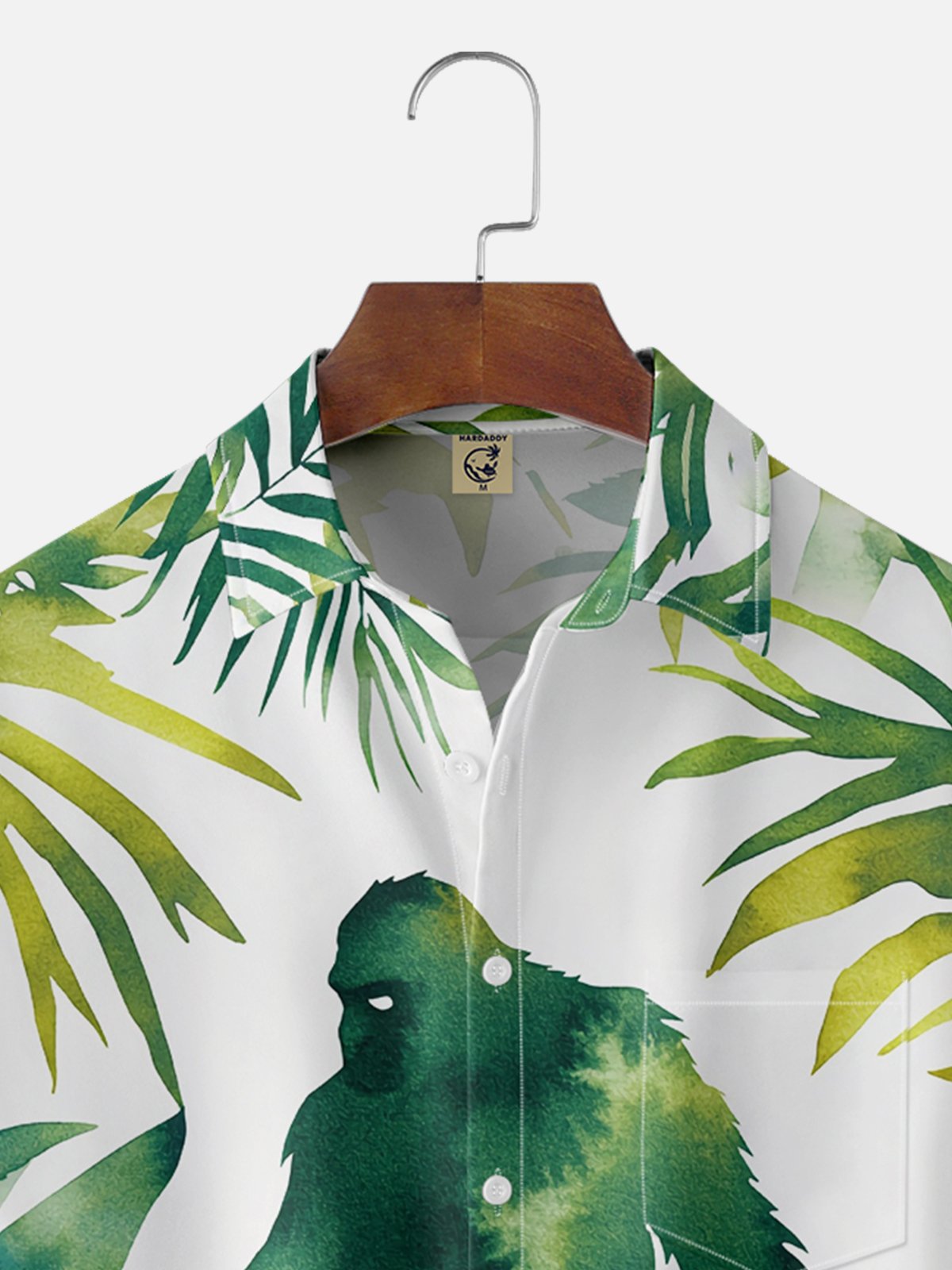 Moisture Wicking Plants Bigfoot Chest Pocket Hawaiian Shirt