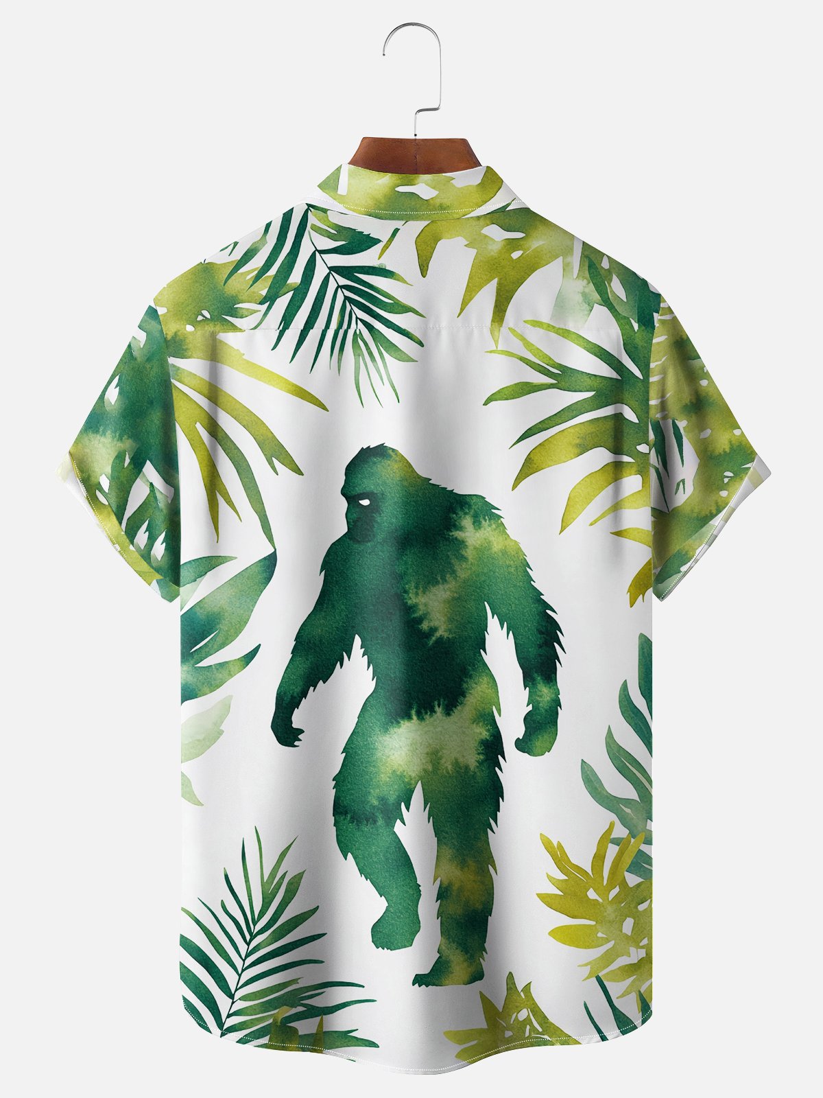 Moisture Wicking Plants Bigfoot Chest Pocket Hawaiian Shirt