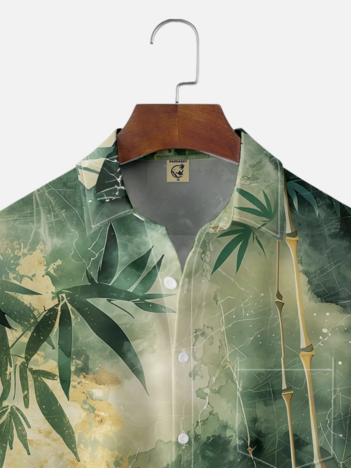 Moisture Wicking Plants Gradient Bamboo Forest Chest Pocket Casual Shirt