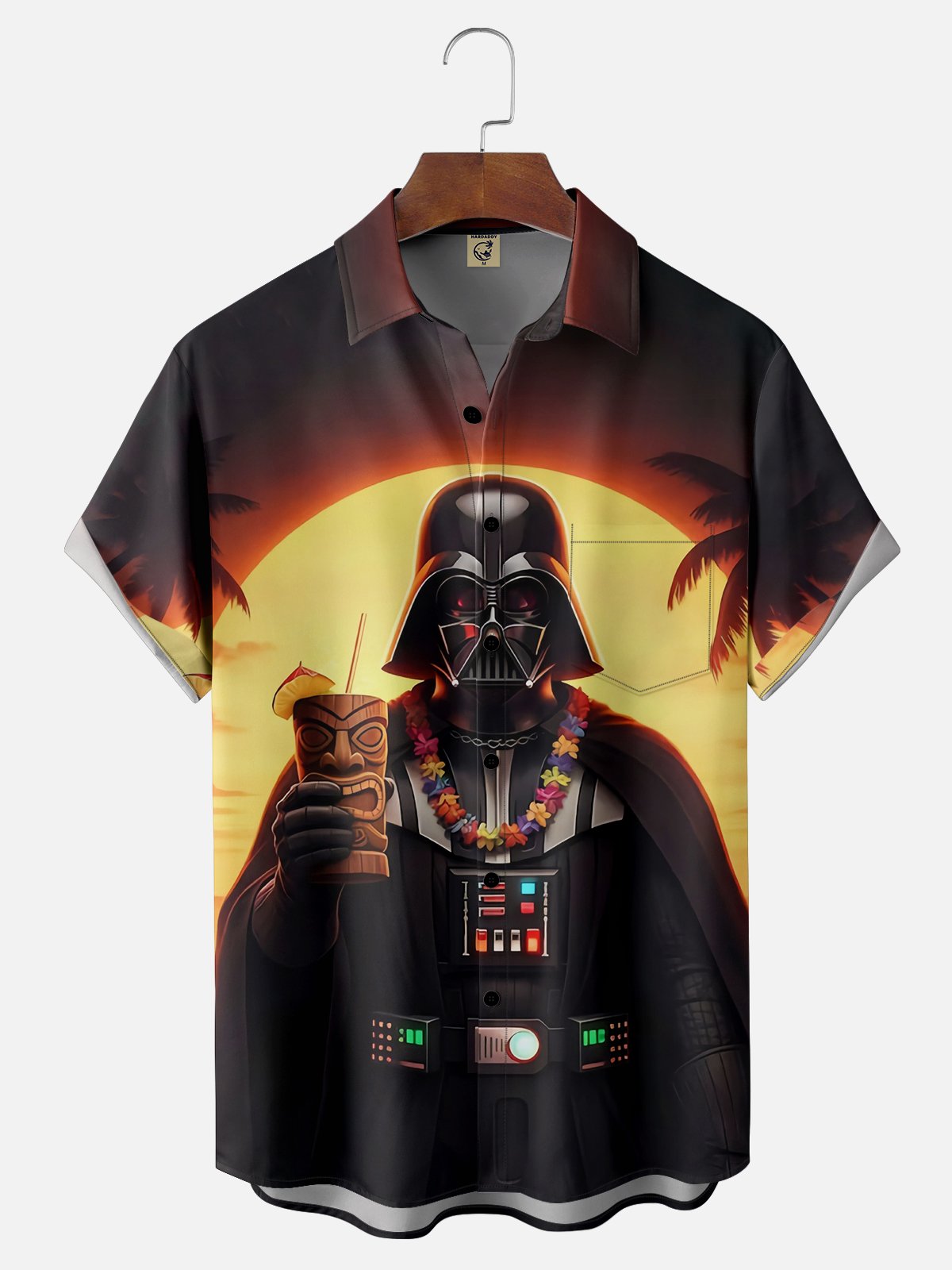 Moisture Wicking Star Wars Fighter Hawaiian Cocktail Chest Pocket Hawaiian Shirt