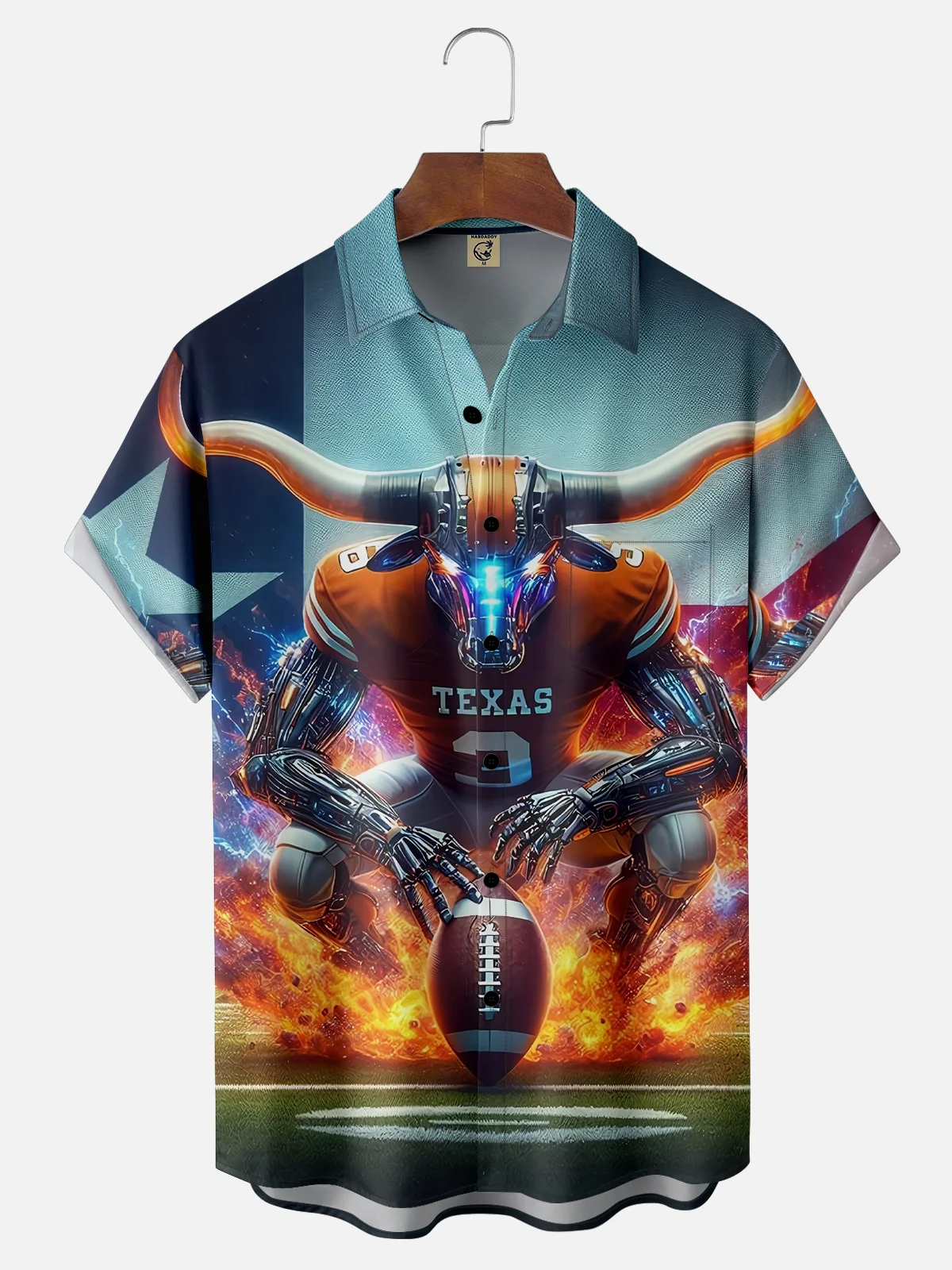 Moisture-wicking Texas Football Super Steel Longhorns Chest Pocket Casual Shirt