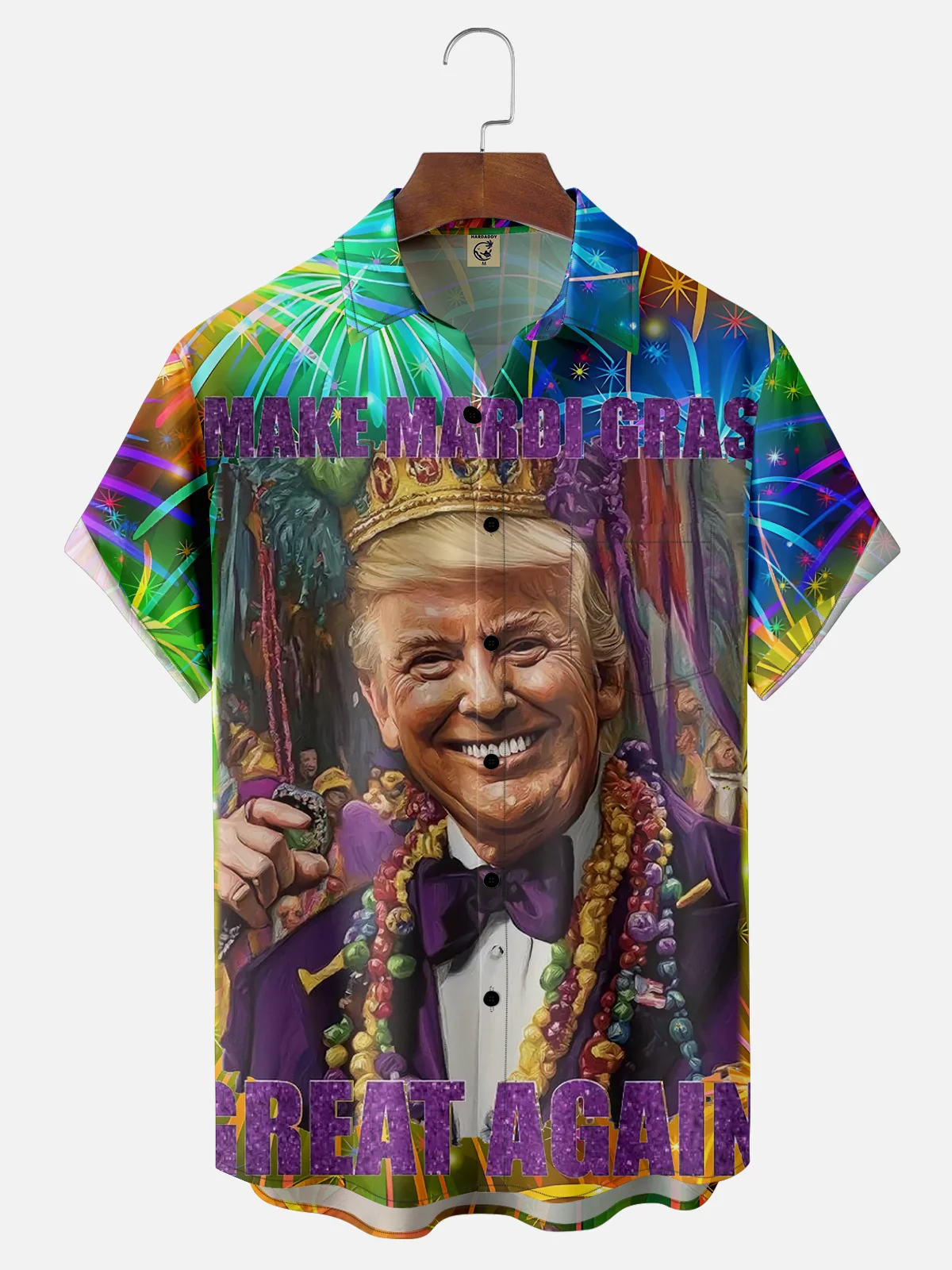 Moisture-wicking Trump Mardi Gras Art Chest Pocket Casual Shirt