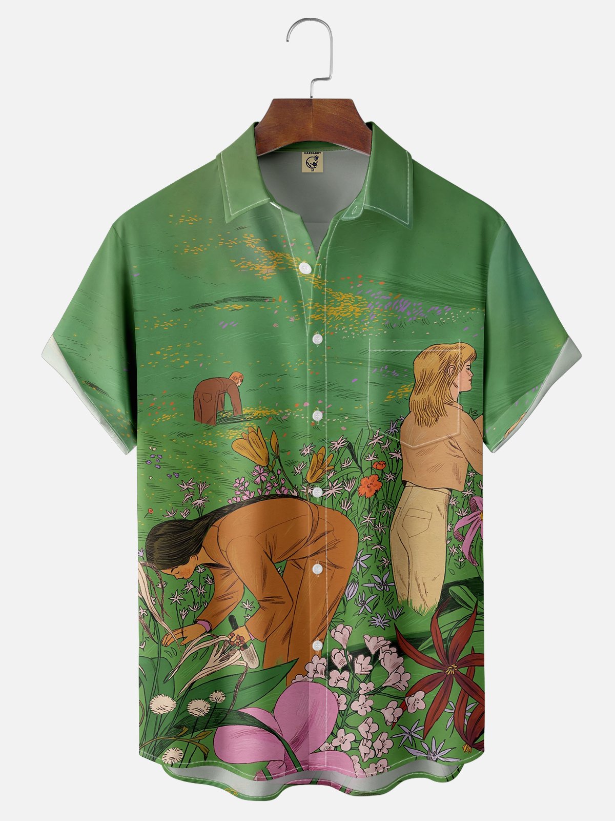 Moisture-wicking Artist Spring Meadow Chest Pocket Casual Shirt