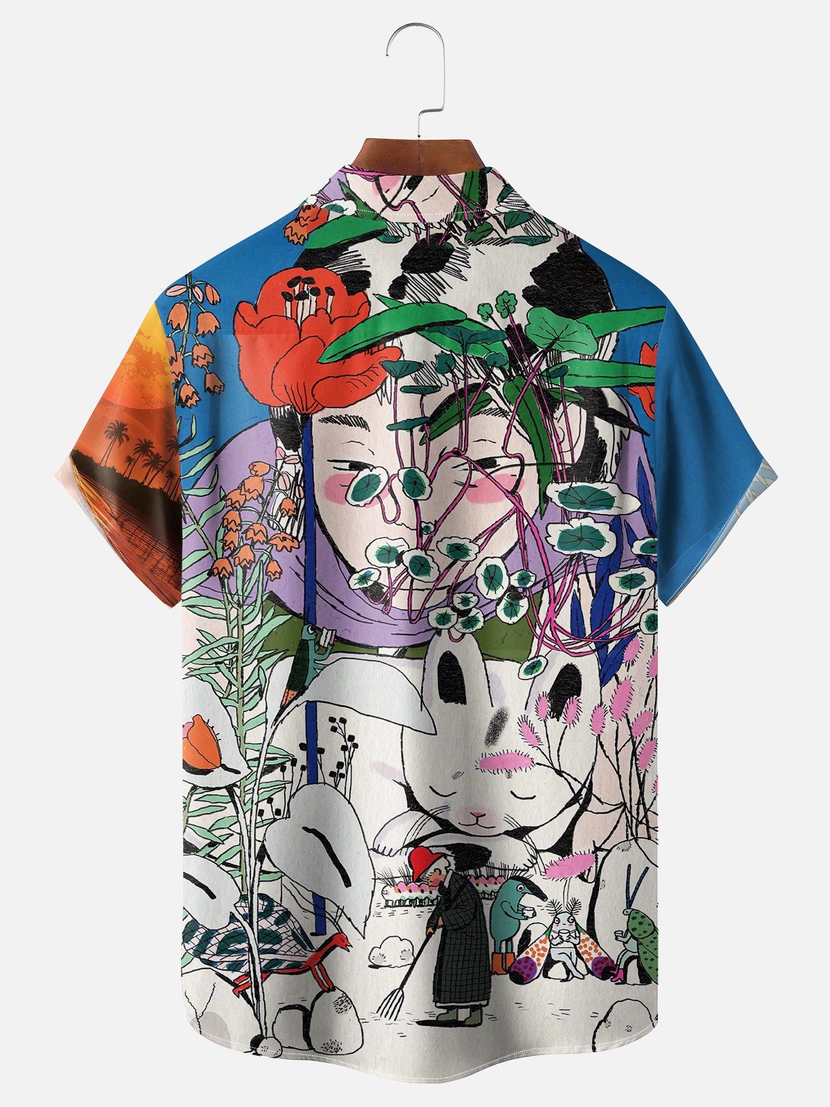 Moisture-wicking Artist Lilliput Art Painting Chest Pocket Casual Shirt