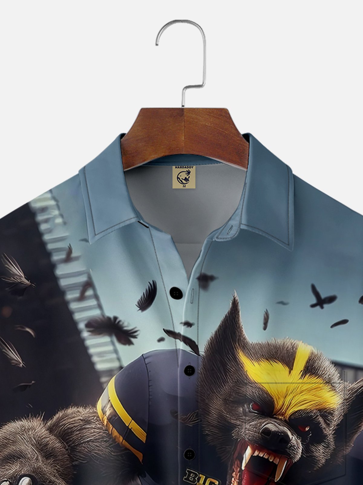 Moisture-wicking Michigan Football Super Wolves Chest Pocket Casual Shirt