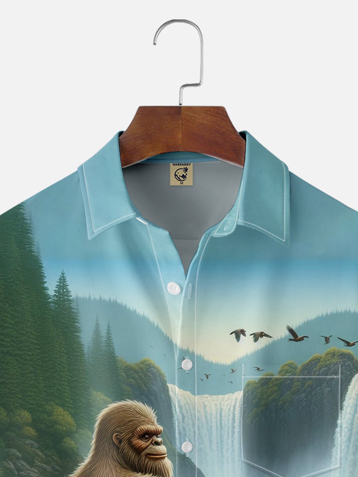 Moisture-wicking Bigfoot Kayak Otter Chest Pocket Hawaiian Shirt