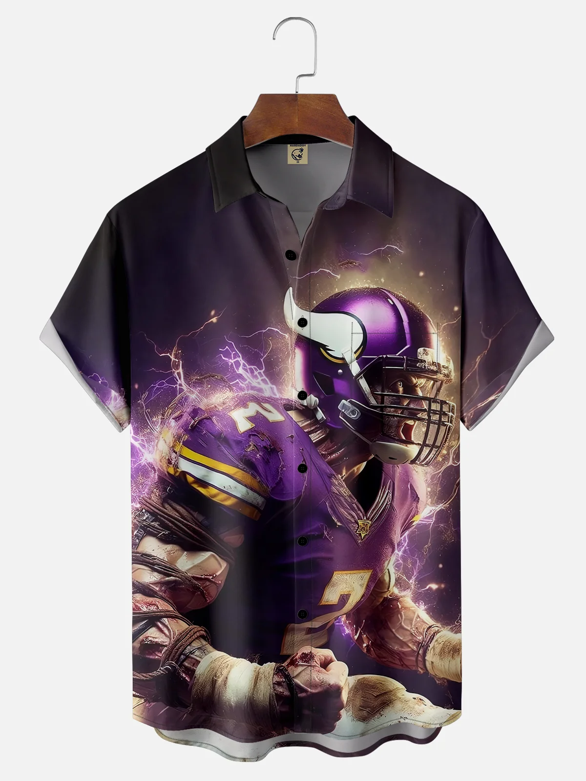 Moisture-wicking Minnesota American Football Art Vikings Chest Pocket Casual Shirt