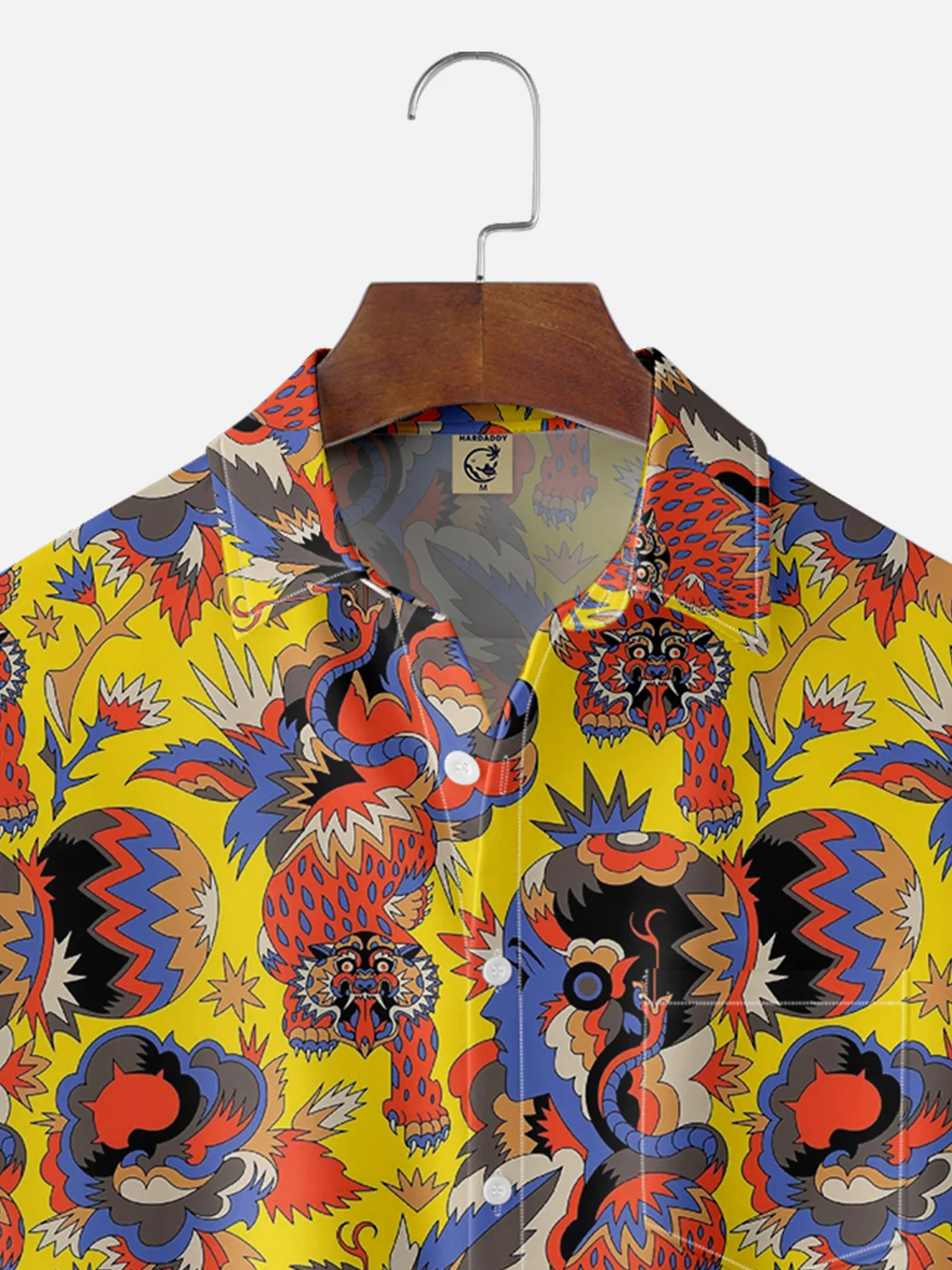 Moisture-wicking Tiger Character Pattern Chest Pocket Casual Shirt