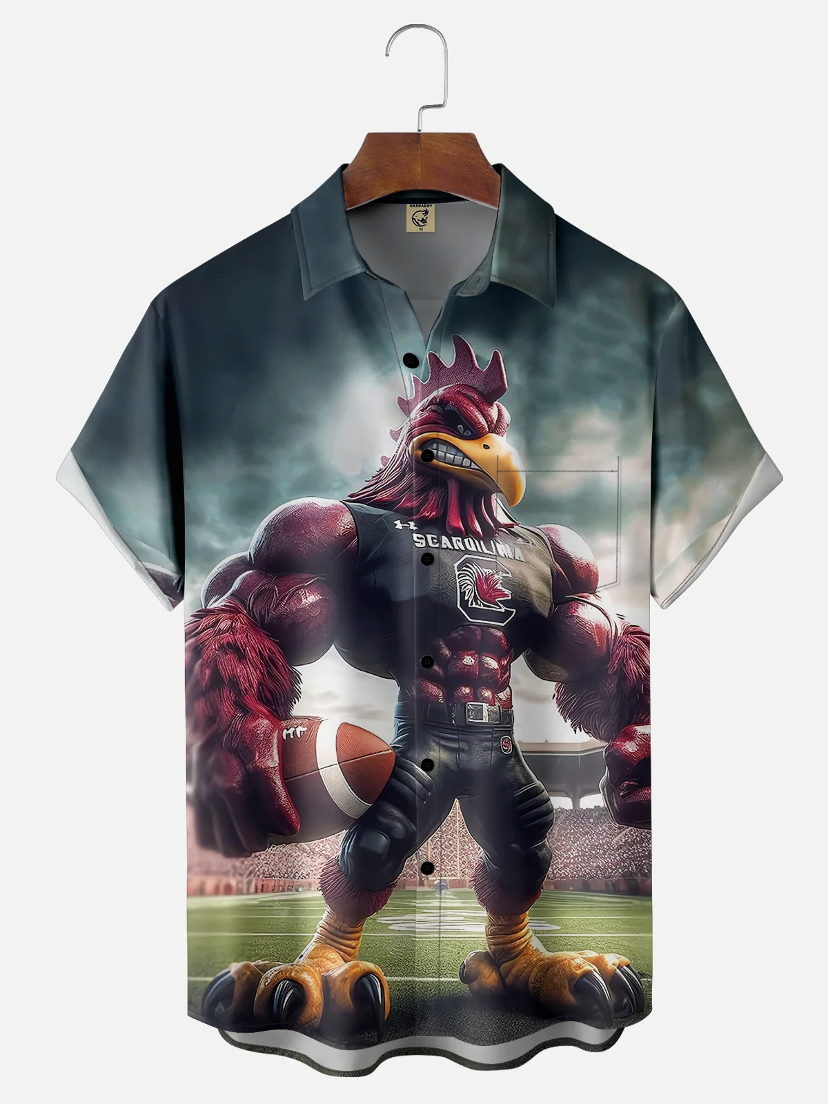 Moisture-wicking South Carolina American Football Art Gamecock Chest Pocket Casual Shirt