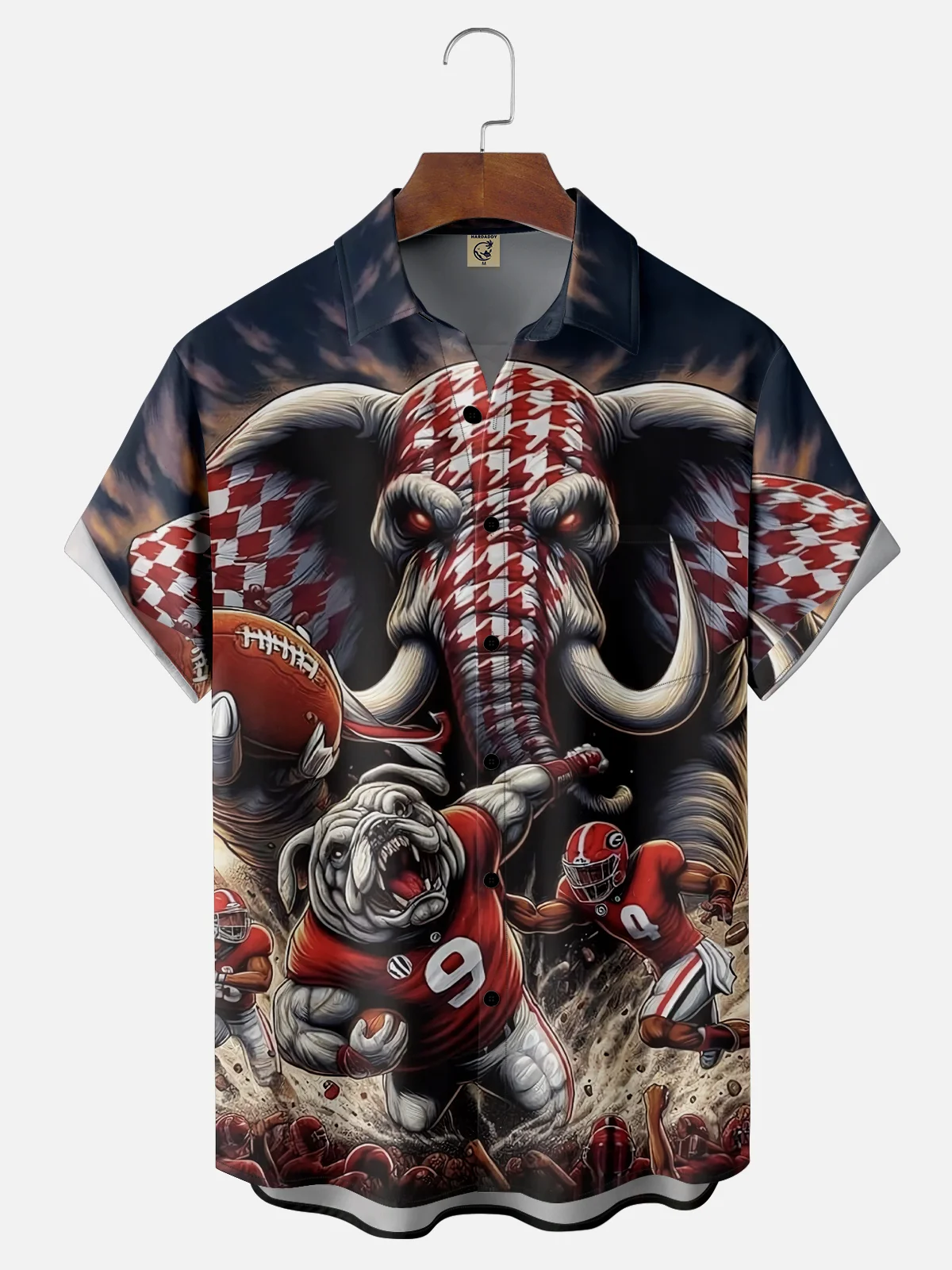 Moisture-wicking Alabama Football Elephant Red Chest Pocket Casual Shirt